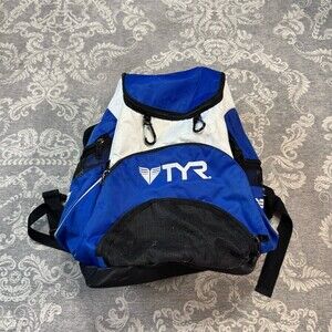 TYR Alliance Team Backpack II Swim Bag Blue/White Mesh Vent Pocket